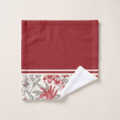 Toile de Jouy Diep Rood en Grijs Bloemlelies Bad Handdoek (Wasdoekje)
