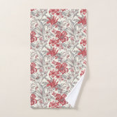 Toile de Jouy Diep Rood en Grijs Bloemlelies Bad Handdoek (Handdoek)