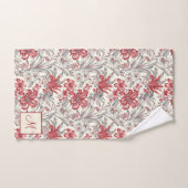 Toile de Jouy Diep Rood en Grijs Bloemlelies Bad Handdoek (Handdoek)