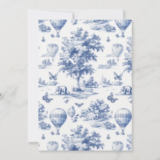 Toile De Jouy Dusty Blue Bow Baby shower Kaart (Achterkant)