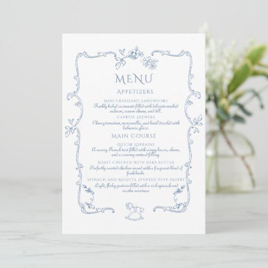 Toile de Jouy elegant lijst elegant Menu (Staand voorkant)