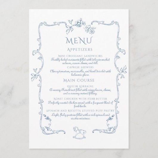 Toile de Jouy elegant lijst elegant Menu (Voorkant)
