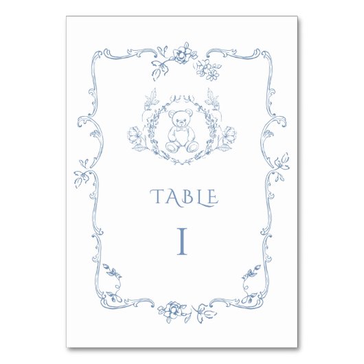 Toile de Jouy elegante  lijst teddybeer Kaart (Achterkant)