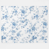 Toile De Jouy Floral Blue Chinoiseries Pattern Fleece Deken (Voorkant (Horizontaal))
