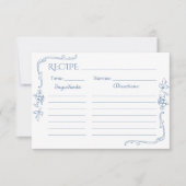 Toile de Jouy floral stoffig blauw Bruids recept k Kaart (Voorkant)