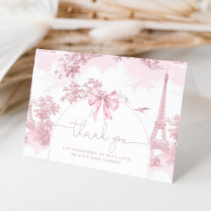 Toile de Jouy Frans bonjour bebe roze babyshower Bedankkaart