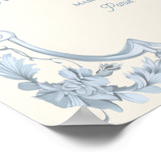 Toile de jouy Frans Bruiloft Welkomstbord Poster (Hoek)