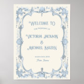 Toile de jouy Frans Bruiloft Welkomstbord Poster (Voorkant)