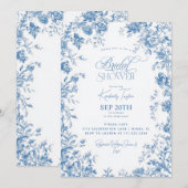 Toile De Jouy Franse Bloem Bruids- Kaart (Voorkant / Achterkant)