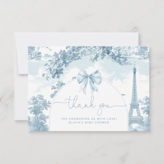 Toile de Jouy Franse bonjour bebe baby shower Bedankkaart (Voorkant)