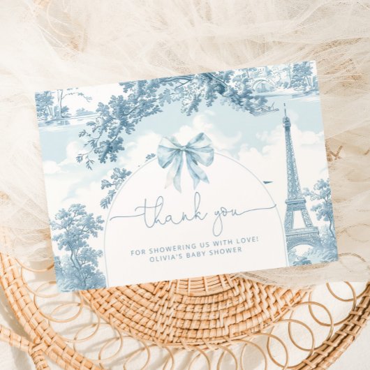 Toile de Jouy Franse bonjour bebe baby shower Bedankkaart