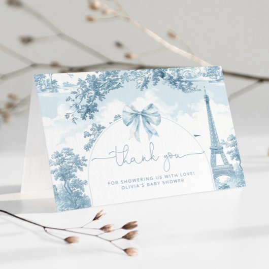Toile de Jouy Franse bonjour bebe baby shower Bedankkaart