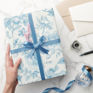 Toile de jouy Franse Chinoiserieën Pioenrozen Bloe Cadeaupapier
