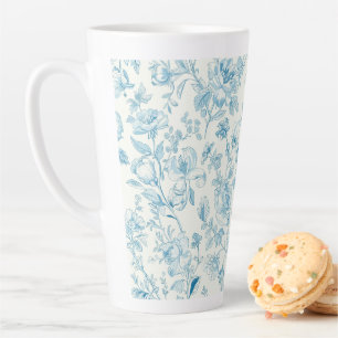 Toile de jouy Franse Chinoiserieën Pioenrozen Bloe Latte Mok