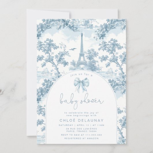 Toile de Jouy Franse thema boog Baby shower Kaart (Voorkant)