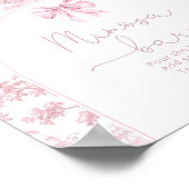 Toile de Jouy French Bow Pink Mimosa bar Poster (Hoek)