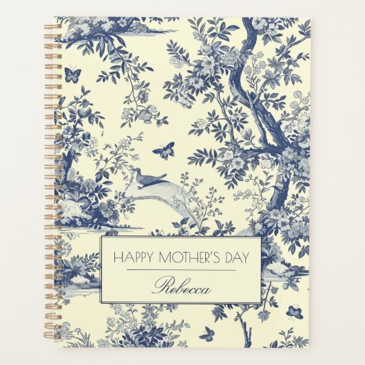 Toile de jouy gepersonaliseerde moederdag planner (Voorkant)