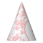 Toile de Jouy Girl Pink Bow First 1st Birthday Feesthoedjes (Links)
