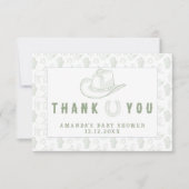 Toile De Jouy Green Cowboy Baby shower Bedankt (Voorkant)