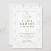 Toile de Jouy Green Cowboy Western Baby shower Kaart (Voorkant)