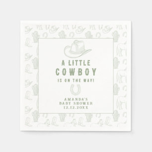 Toile de Jouy groene cowboy western baby shower Servet