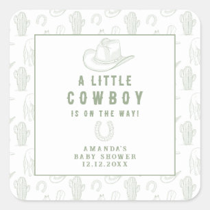 Toile de Jouy groene cowboy western baby shower Vierkante Sticker