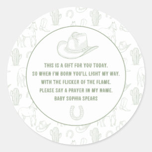 Toile de Jouy groene cowboy western gebed baby Ronde Sticker