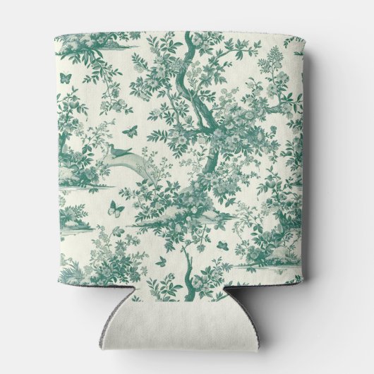 Toile de Jouy groene vlindertuin Blikjeskoeler (Achterkant)