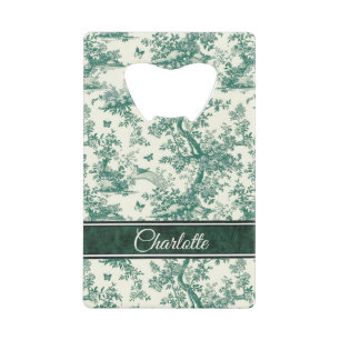 Toile de Jouy  groene vlindertuin Creditkaart Flessenopener