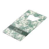 Toile de Jouy  groene vlindertuin Creditkaart Flessenopener (Voorkant Gekanteld)