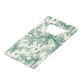 Toile de Jouy  groene vlindertuin Creditkaart Flessenopener (Achterkant Gekanteld)