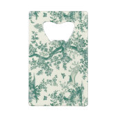 Toile de Jouy  groene vlindertuin Creditkaart Flessenopener (Achterkant)