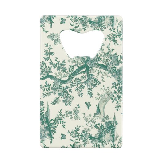 Toile de Jouy  groene vlindertuin Creditkaart Flessenopener (Achterkant)