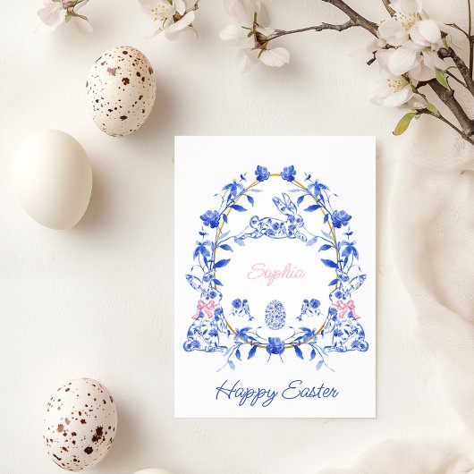 Toile de Jouy Happy Easter Wenskaart Kaart