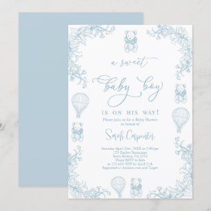 Toile De Jouy Hete Luchtballon Baby shower Boy Kaart