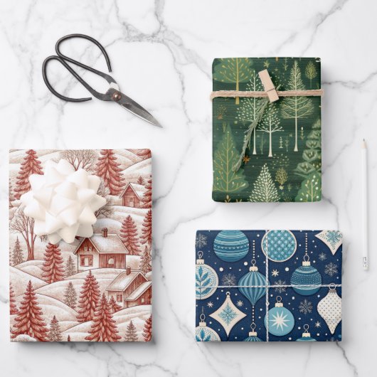 Toile de Jouy Holiday Patterns Inpakpapier Vel (Voorkant)