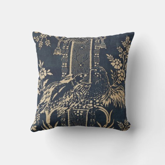 Toile de jouy  Illustratie Blauw Kussen (Achterkant)