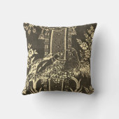 Toile de jouy  Illustration Black White Kussen (Achterkant)