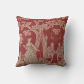 Toile de jouy Illustration Red Cushion Kussen (Achterkant)