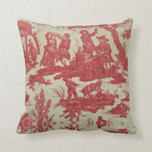 Toile de jouy  Illustration Red The well  Kussen