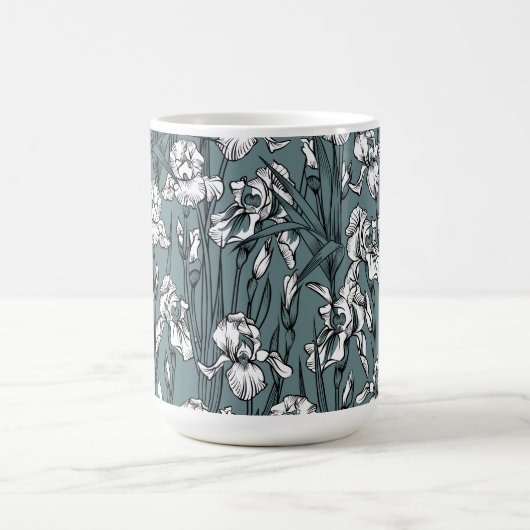 Toile de Jouy Iris | Grijs groen + zwart Magische Mok (Midden)