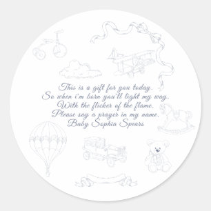 Toile de Jouy kinderkamer gebed kaars Ronde Sticker