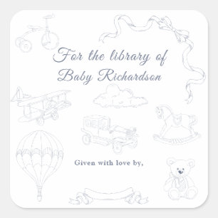 Toile de Jouy-kinderkamer voor de bibliotheek van Vierkante Sticker