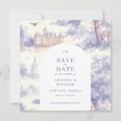 Toile de Jouy Kunst Huwelijk Save The Date (Voorkant)