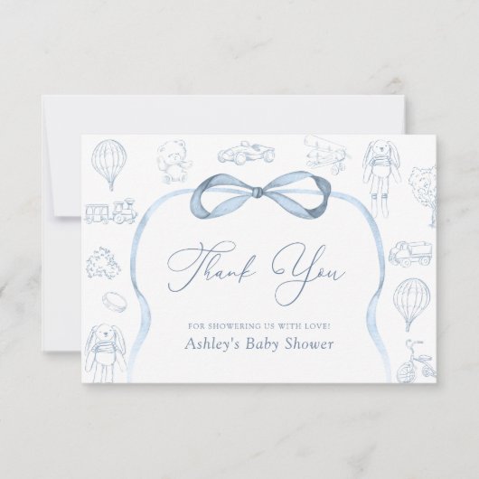 Toile de Jouy Kwekerij Baby shower Bedankt Card (Voorkant)