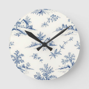 Toile de Jouy Landschap Naadloos Patroon Ronde Klok