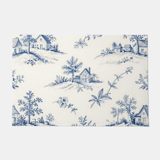 Toile de Jouy Landschaps Naadloos Patroon Deurmat (Voorkant)