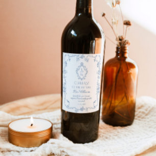 Toile de Jouy  lijst crest Vrijgezellenfeest Wijn Etiket