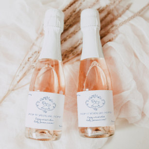 Toile de jouy lijst Pop het als ze poppen Sparkling Wijnetiket