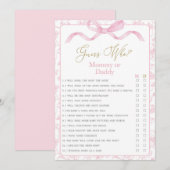 Toile De Jouy Mama of Daddy Baby shower spel Kaart (Voorkant / Achterkant)